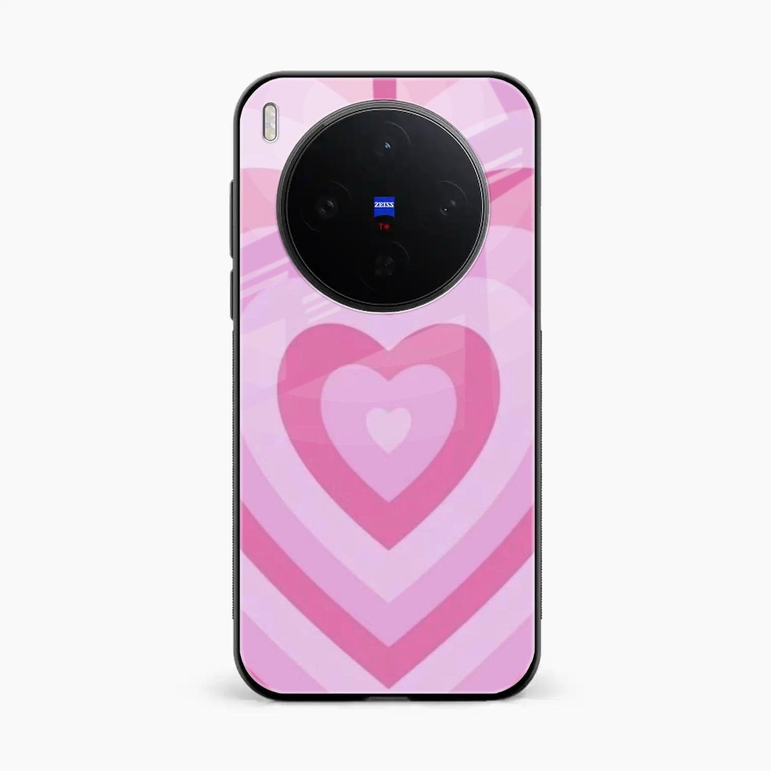 Latte Love Patter Glass Case Cover - Pink For Vivo X300 5G
