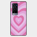 Latte Love Patter Glass Case Cover - Pink For Vivo X60 Pro Plus 5G