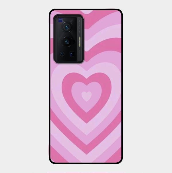 Latte Love Patter Glass Case Cover - Pink For Vivo X70 Pro 5G