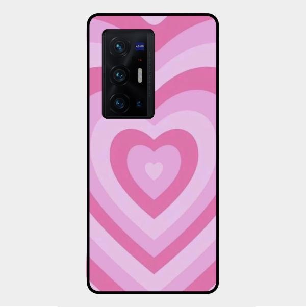 Latte Love Patter Glass Case Cover - Pink For Vivo X70 Pro Plus 5G