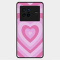 Latte Love Patter Glass Case Cover - Pink For Vivo X80 5G