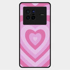 Latte Love Patter Glass Case Cover - Pink For Vivo X80 5G