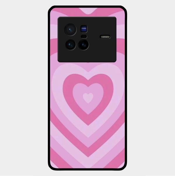 Latte Love Patter Glass Case Cover - Pink For Vivo X80 5G