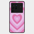 Latte Love Patter Glass Case Cover - Pink For Vivo X80 Pro 5G