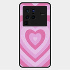 Latte Love Patter Glass Case Cover - Pink For Vivo X80 Pro 5G