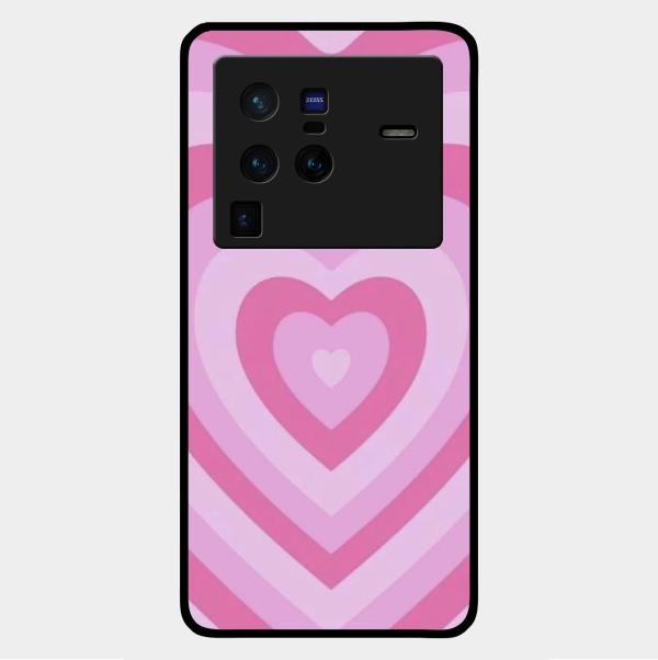 Latte Love Patter Glass Case Cover - Pink For Vivo X80 Pro 5G