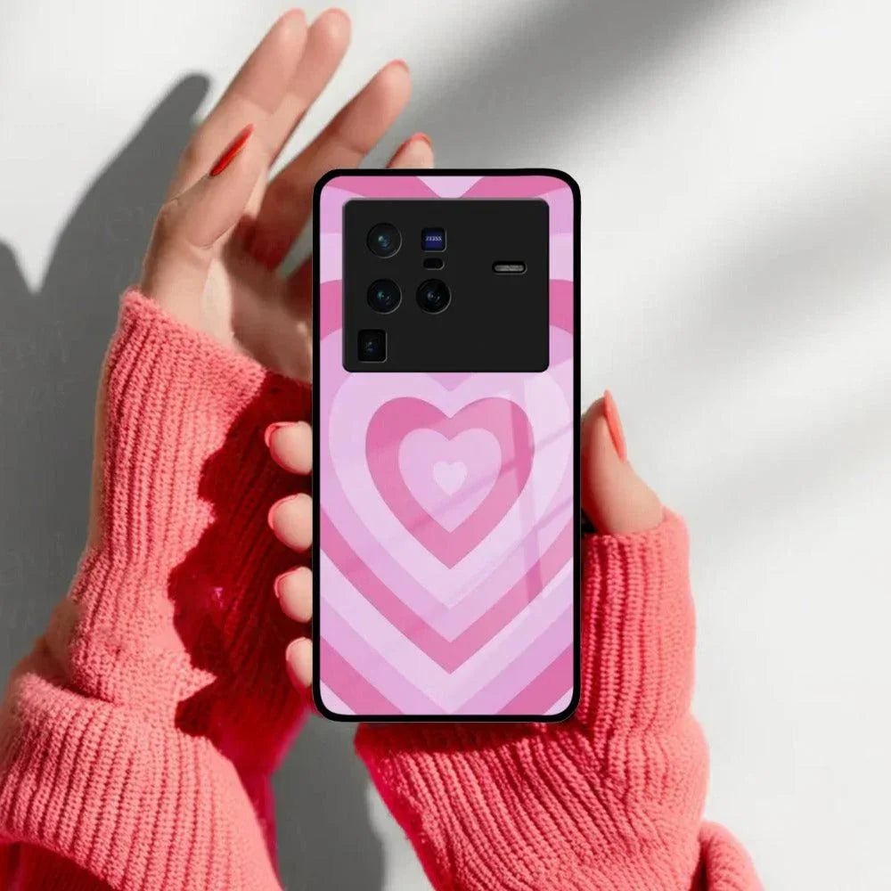 Latte Love Patter Glass Case Cover - Pink For Vivo - ShopOnCliQ