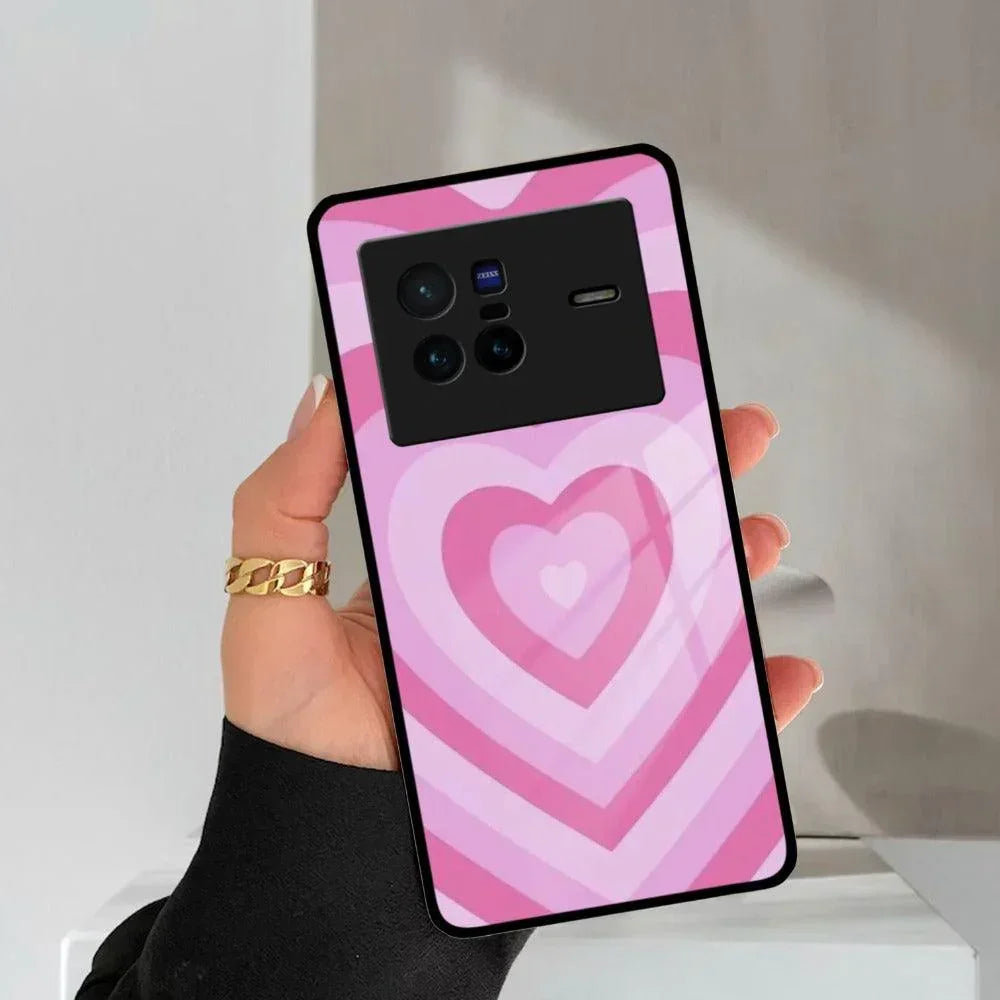 Latte Love Patter Glass Case Cover - Pink For Vivo - ShopOnCliQ