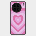 Latte Love Patter Glass Case Cover - Pink For Vivo X90 Pro 5G