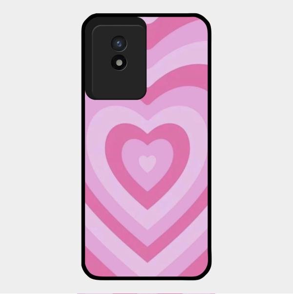 Latte Love Patter Glass Case Cover - Pink For Vivo Y02T
