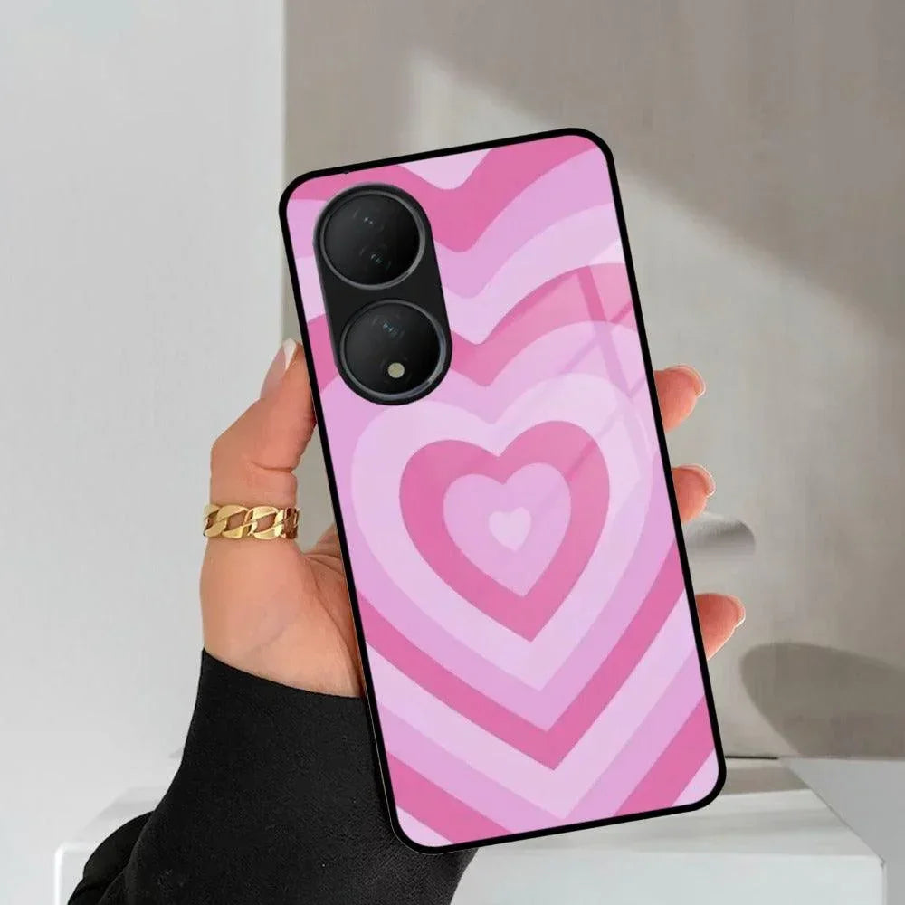Latte Love Patter Glass Case Cover - Pink For Vivo - ShopOnCliQ