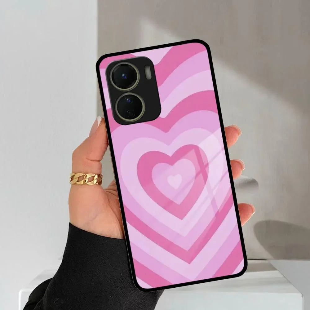 Latte Love Patter Glass Case Cover - Pink For Vivo - ShopOnCliQ