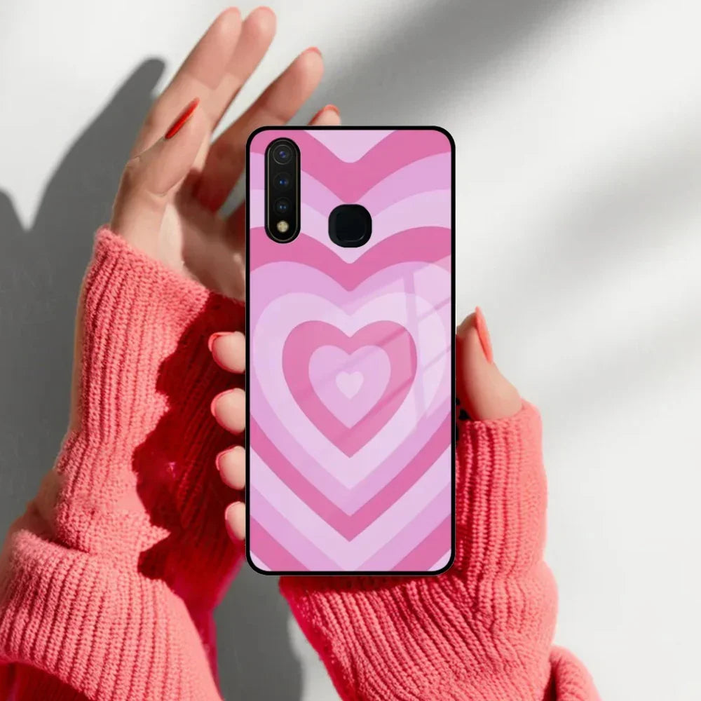Latte Love Patter Glass Case Cover - Pink For Vivo - ShopOnCliQ