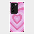 Latte Love Patter Glass Case Cover - Pink For Vivo Y200E 5G