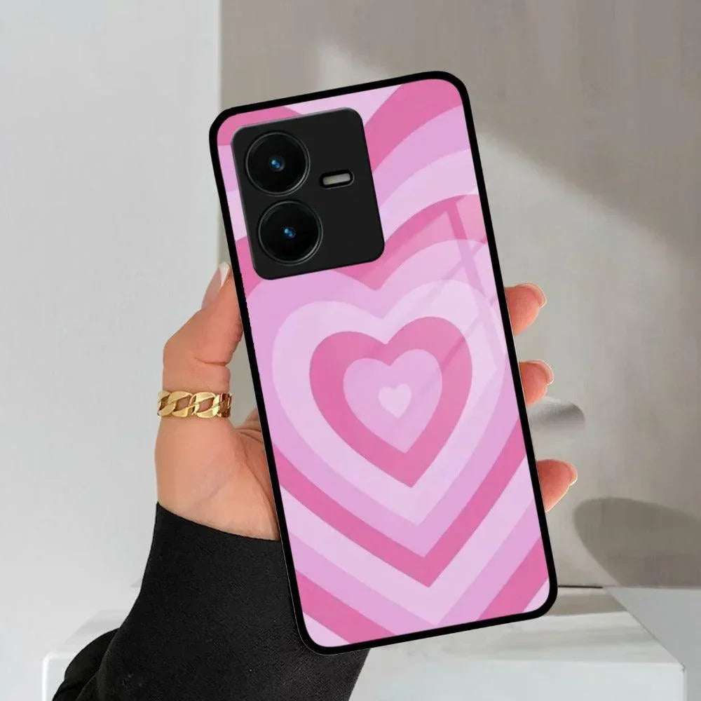 Latte Love Patter Glass Case Cover - Pink For Vivo - ShopOnCliQ