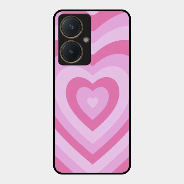Latte Love Patter Glass Case Cover - Pink For Vivo Y27
