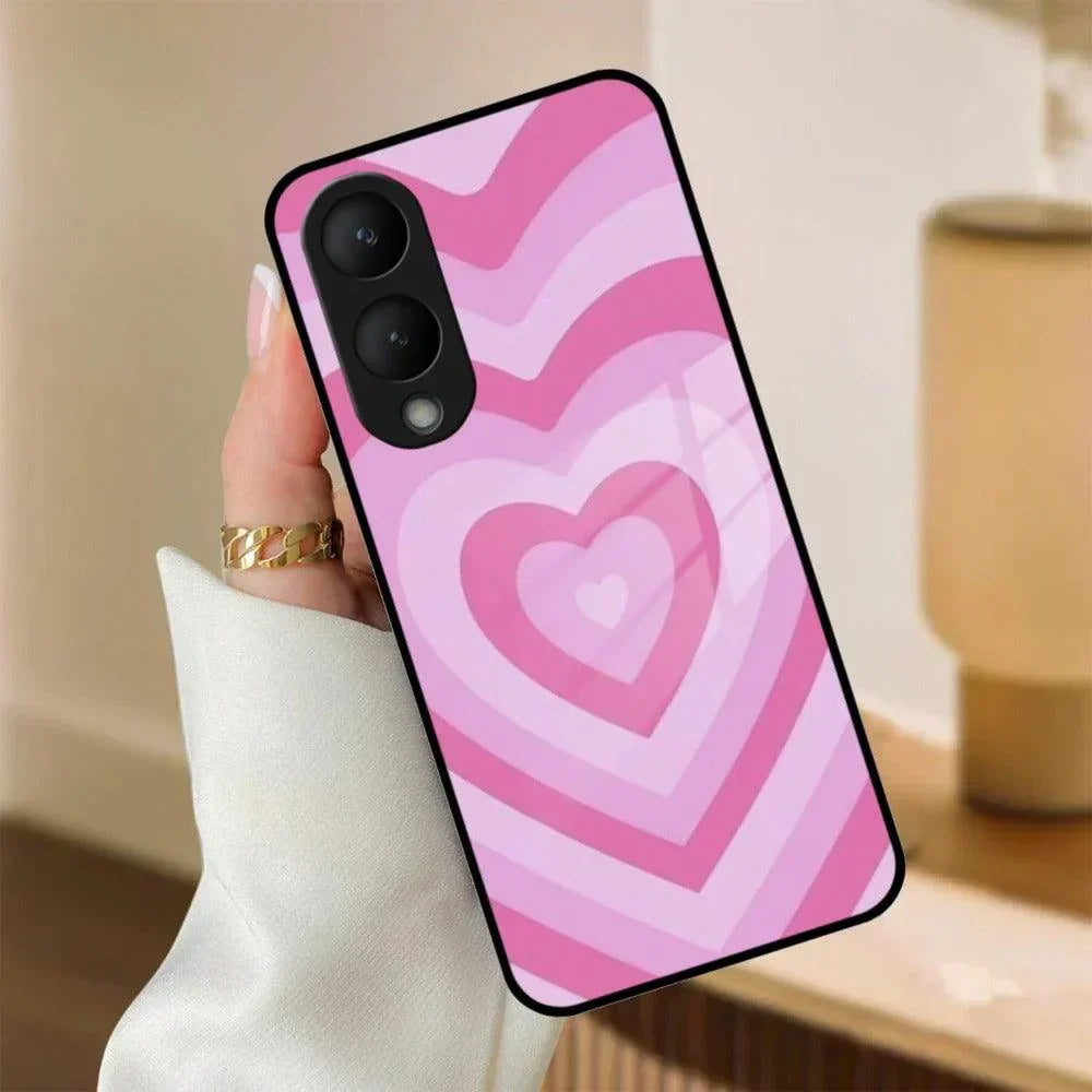 Latte Love Patter Glass Case Cover - Pink For Vivo - ShopOnCliQ
