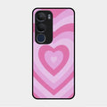 Latte Love Patter Glass Case Cover - Pink For Vivo Y29 5G