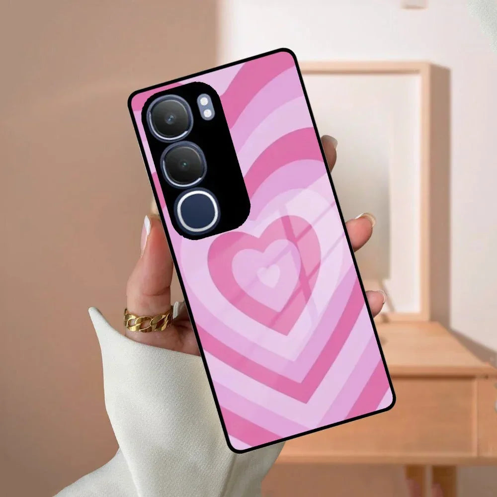 Latte Love Patter Glass Case Cover - Pink For iQOO - ShopOnCliQ