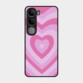 Latte Love Patter Glass Case Cover - Pink For Vivo Y300 5G