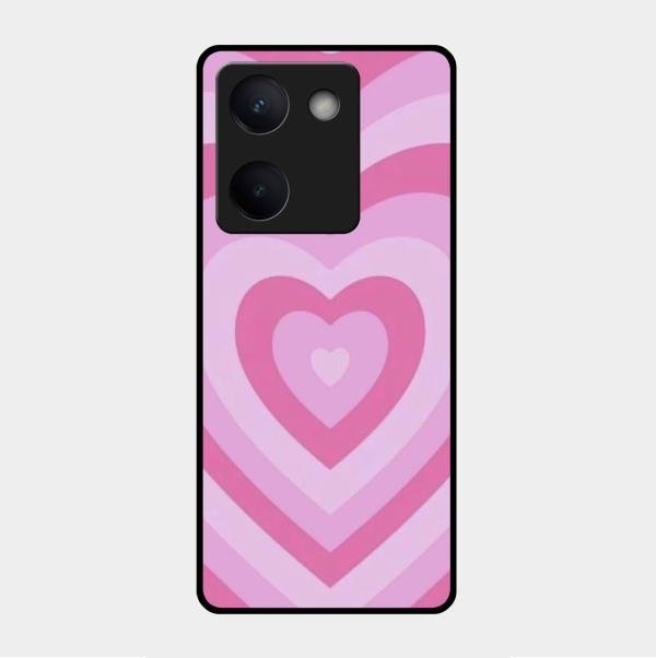 Latte Love Patter Glass Case Cover - Pink For Vivo Y300 Plus 5G