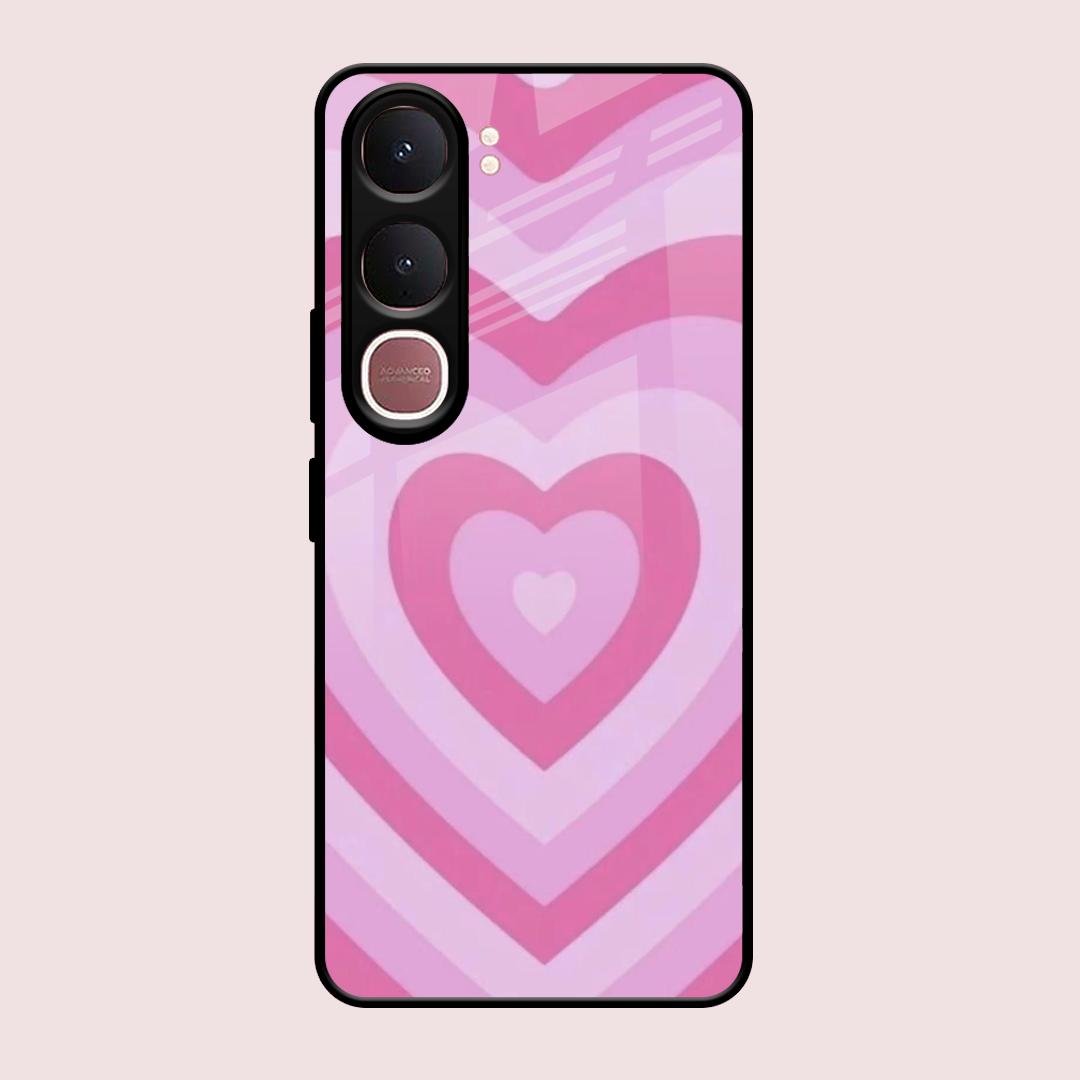 Latte Love Patter Glass Case Cover - Pink For Vivo Y31 5G