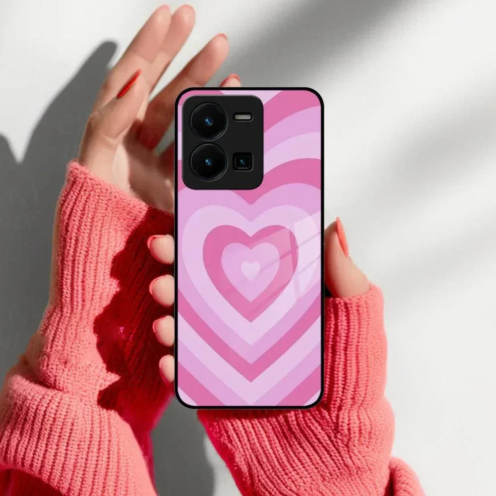 Latte Love Patter Glass Case Cover - Pink For Vivo - ShopOnCliQ