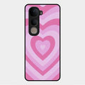 Latte Love Patter Glass Case Cover - Pink For Vivo Y400 5G