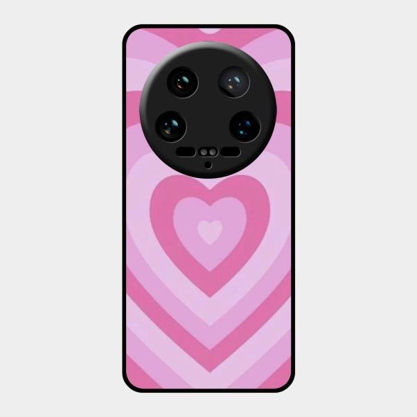 Latte Love Patter Glass Case Cover - Pink For Xiaomi 14 Ultra