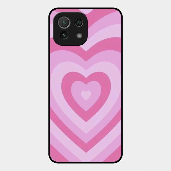 Latte Love Patter Glass Case Cover - Pink For Xiaomi Mi 11 Lite