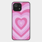 Latte Love Patter Glass Case Cover - Pink For Xiaomi Mi 11 Lite