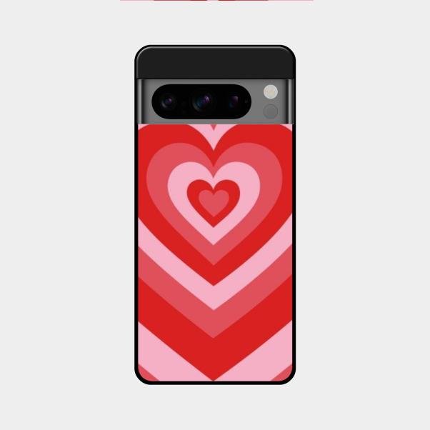 Latte Love Patter Glass Case Cover - Red For Google Pixel 8 Pro 5G