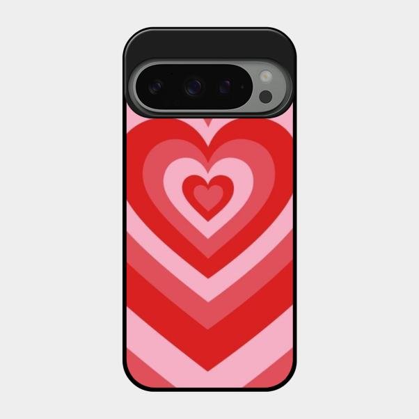 Latte Love Patter Glass Case Cover - Red For Google Pixel 9 Pro 5G