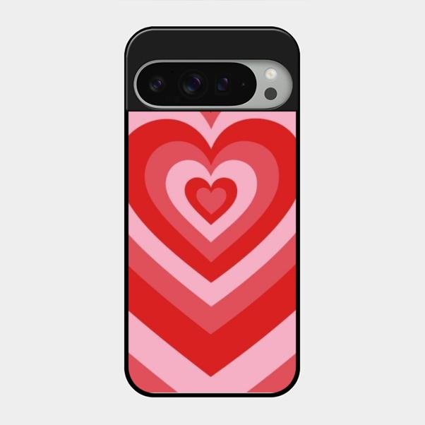 Latte Love Patter Glass Case Cover - Red For Google Pixel 9 Pro Xl