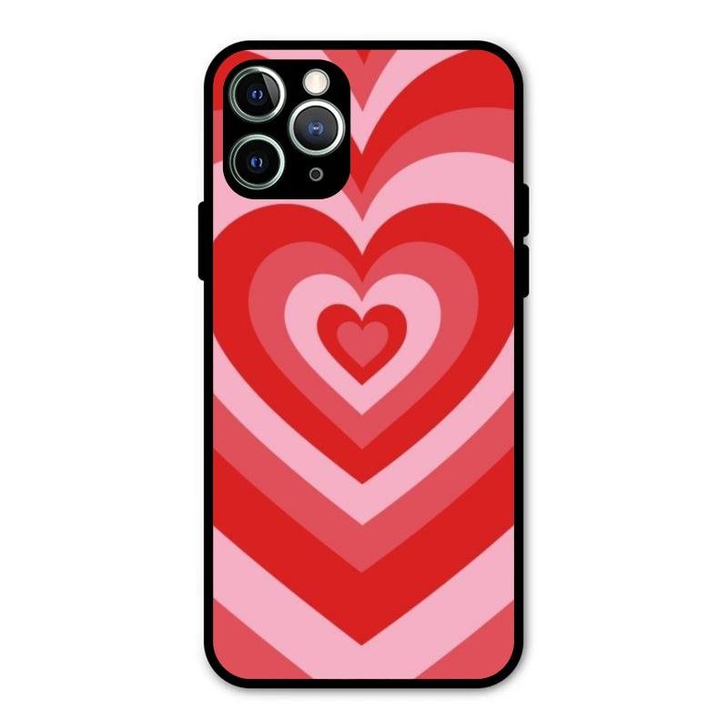 Latte Love Patter Glass Case Cover - Red For iPhone 11 Pro Max