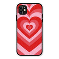 Latte Love Patter Glass Case Cover - Red For iPhone 11