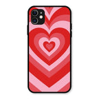 Latte Love Patter Glass Case Cover - Red For iPhone 11