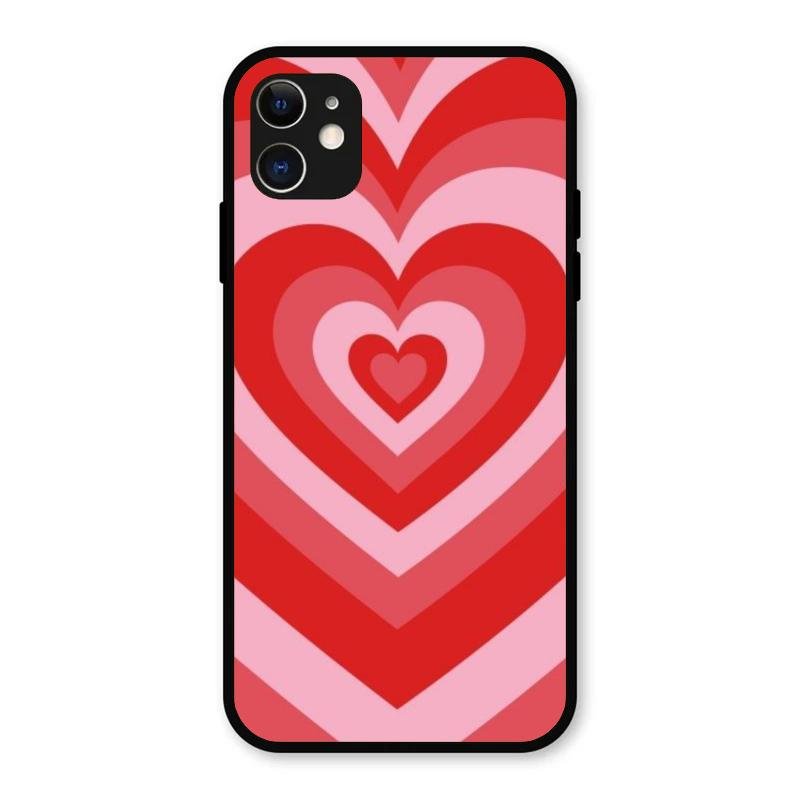 Latte Love Patter Glass Case Cover - Red For iPhone 11