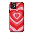 Latte Love Patter Glass Case Cover - Red For iPhone 12