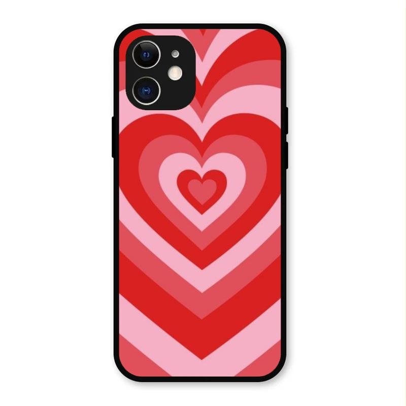 Latte Love Patter Glass Case Cover - Red For iPhone 12