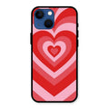 Latte Love Patter Glass Case Cover - Red For iPhone 13 mini