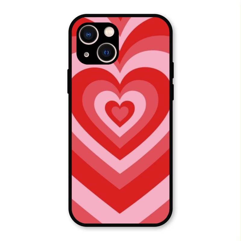 Latte Love Patter Glass Case Cover - Red For iPhone 13