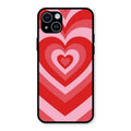 Latte Love Patter Glass Case Cover - Red For iPhone 14