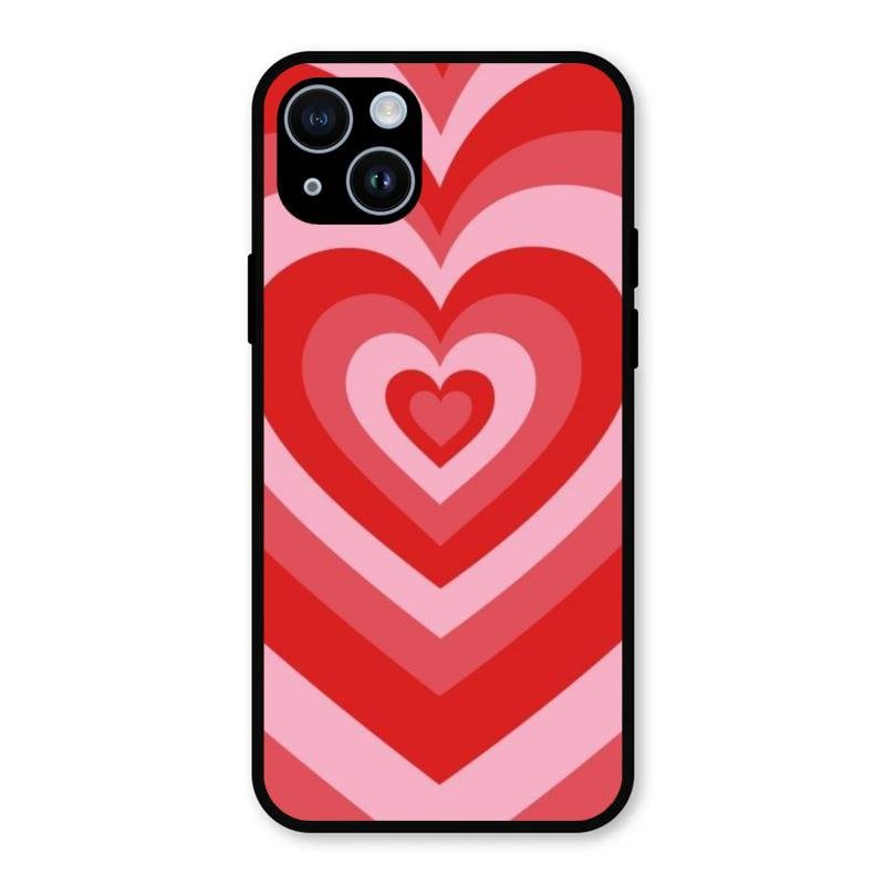 Latte Love Patter Glass Case Cover - Red For iPhone 14