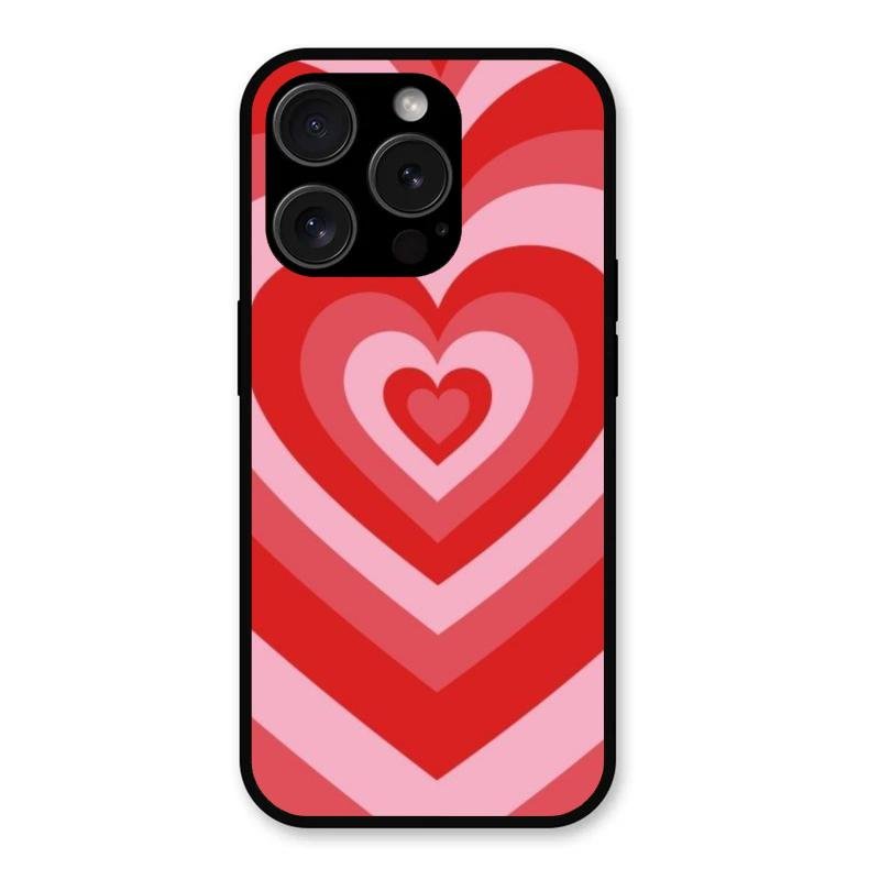 Latte Love Patter Glass Case Cover - Red For iPhone 15 Pro
