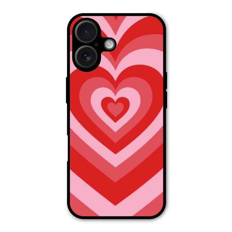 Latte Love Patter Glass Case Cover - Red For iPhone 16 Plus