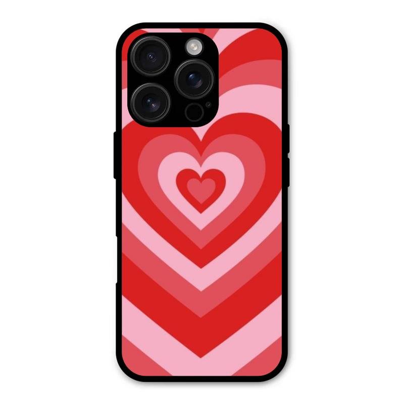 Latte Love Patter Glass Case Cover - Red For iPhone 16 Pro