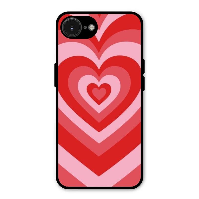 Latte Love Patter Glass Case Cover - Red For iPhone 17e