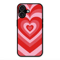 Latte Love Patter Glass Case Cover - Red For iPhone 17
