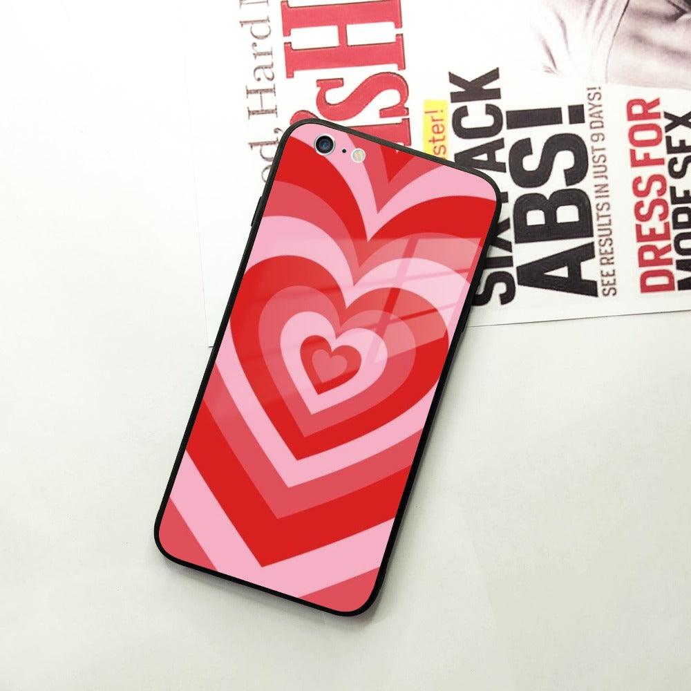 Latte Love Patter Glass Case Cover - Red For iPhone - ShopOnCliQ